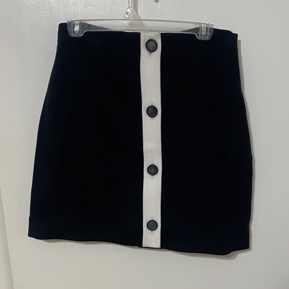 Kate Spade Black Mini Skirt with White Button Detail